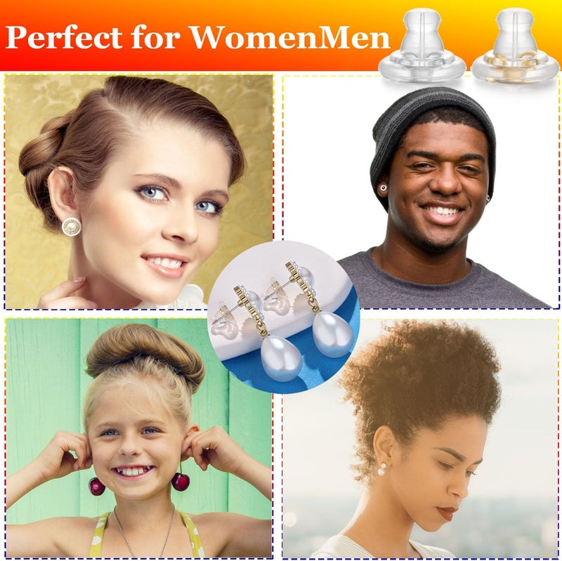 Moconar Earring Backs, Silver Silicone Earring Backs Replacements for Studs/Droopy Ears, Hypoallergenice Secure No-Irritate Earring Backs for Adults (Silver) - Image 5